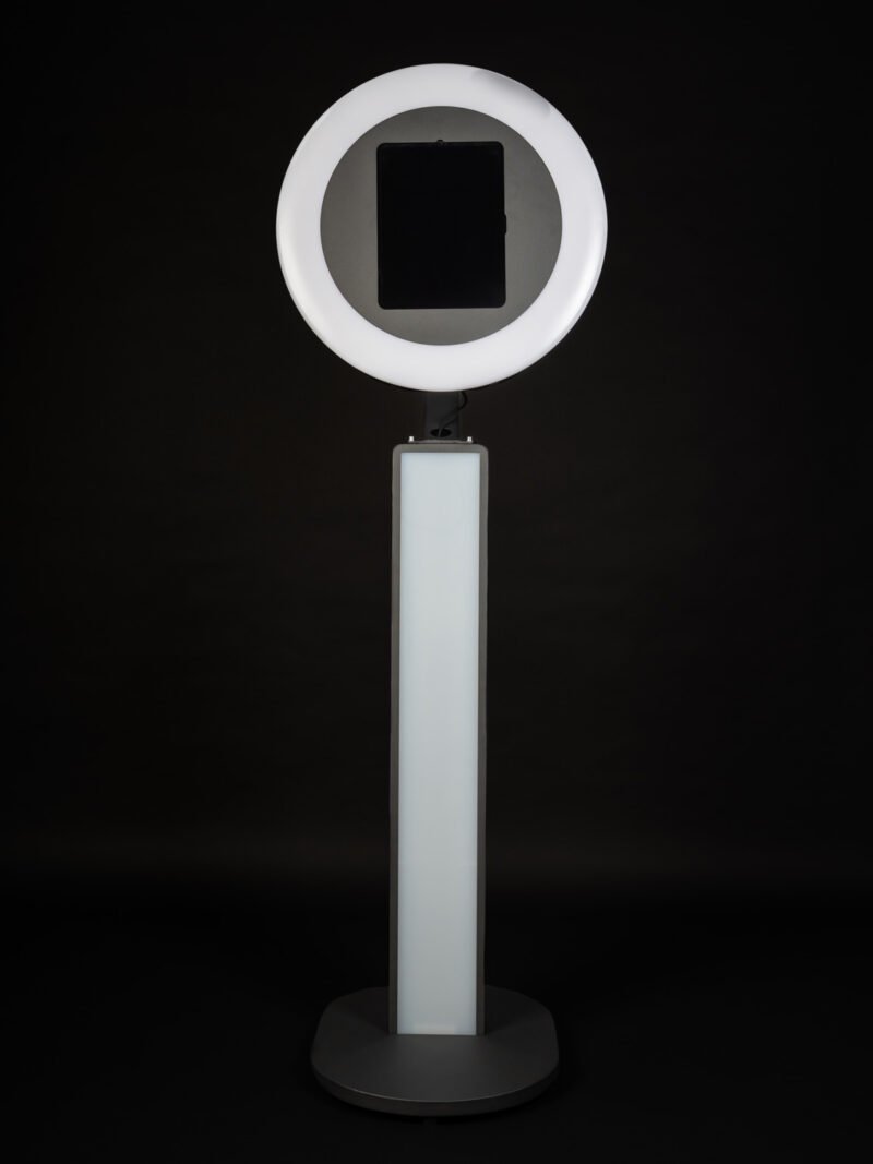 The front of iPad Selfie Photo Booths V1 in black on a black background
