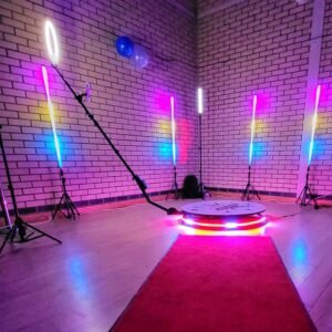 360 Photo Booth at event with LED Lighting set up by Party Entertainments