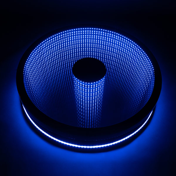 360 photo booth base lit up in blue showcasing the best photo booth features