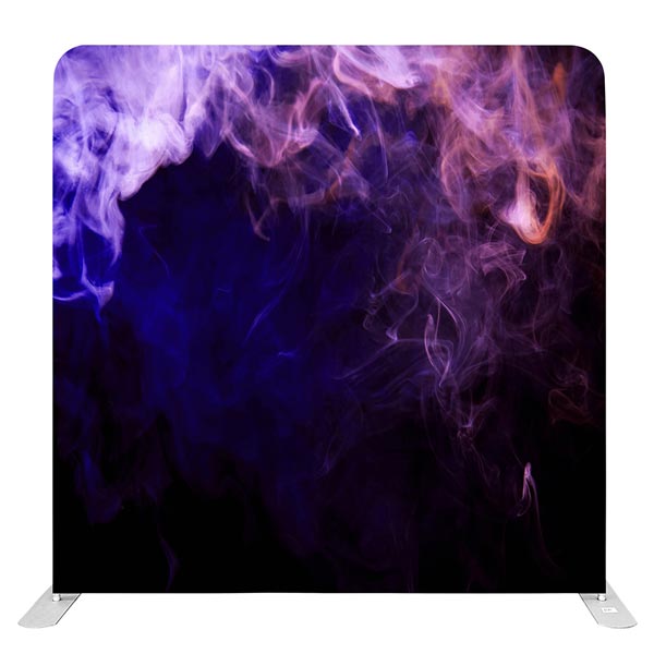 purple and pink smoke on a black photo booth background with stand